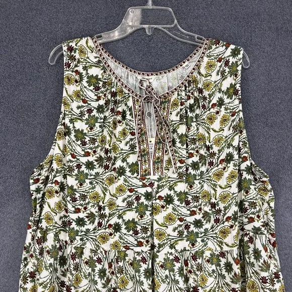 Max Studio Maxi Dress Plus 3X Sleeveless Tiered Floral Green Beach cottage $168 - Picture 2 of 13